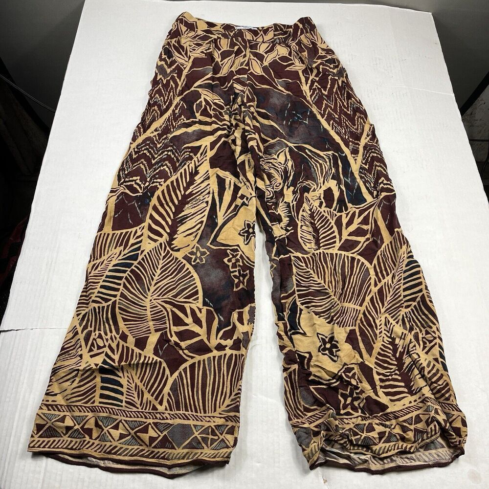 Mango Brown and Tan Wide Leg Pants